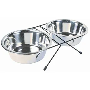 Rozsdamentes állvány + 2 tál 1,8l/20cm